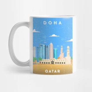 Doha, Qatar - Retro travel minimalist poster Mug